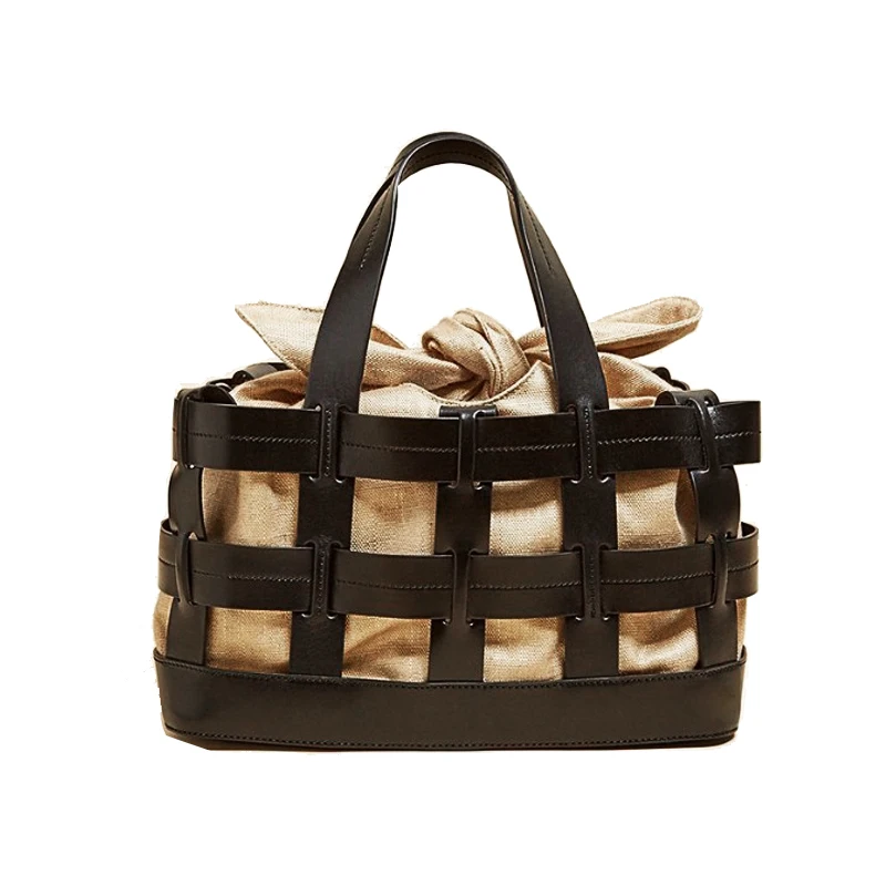 

2018 fashion new women's hollow out basket handbag knitted vintage composite tote bag brand designer fun purse novelty bags