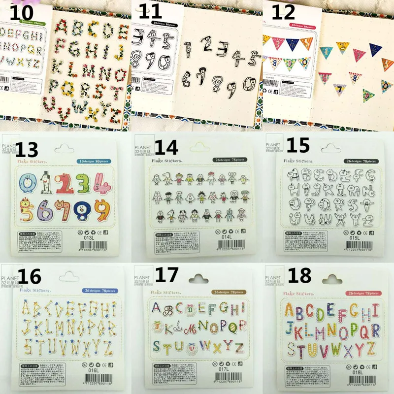 80 шт./лот DIY художественная симпатичная кавайная цифры буквы ПВХ Стикеры для