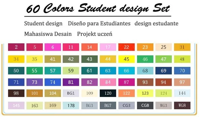 30/40/60/80 шт. Цвета двойной головкой маркер для рисования набор для рисования Рисование товары для рукоделия маркер для белой доски манга дизайн анимация манга 04363 - Цвет: 60 Student Set