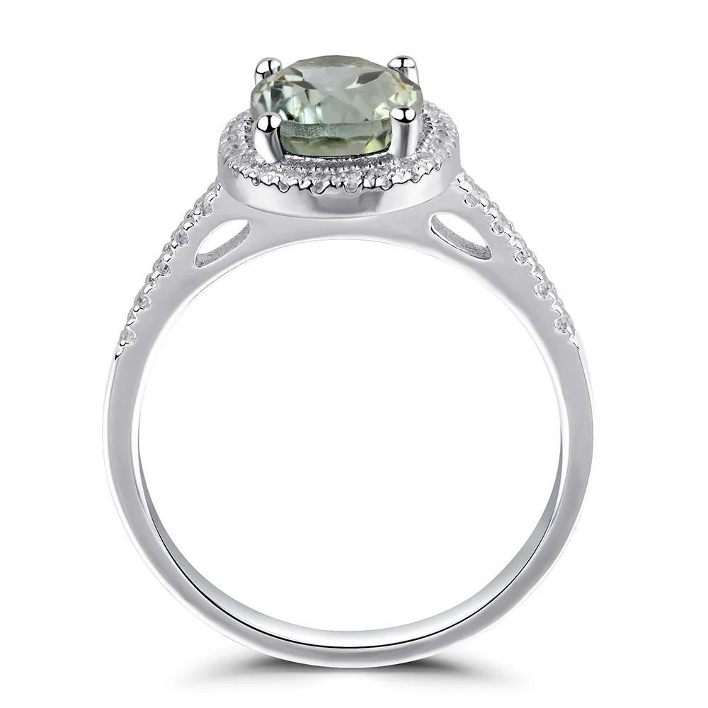 Leige Jewelry Sterling Silver Engagement Promise Ring for Women Natural Oval Cut Green Amethyst Gemstone Ring Anniversary Gift