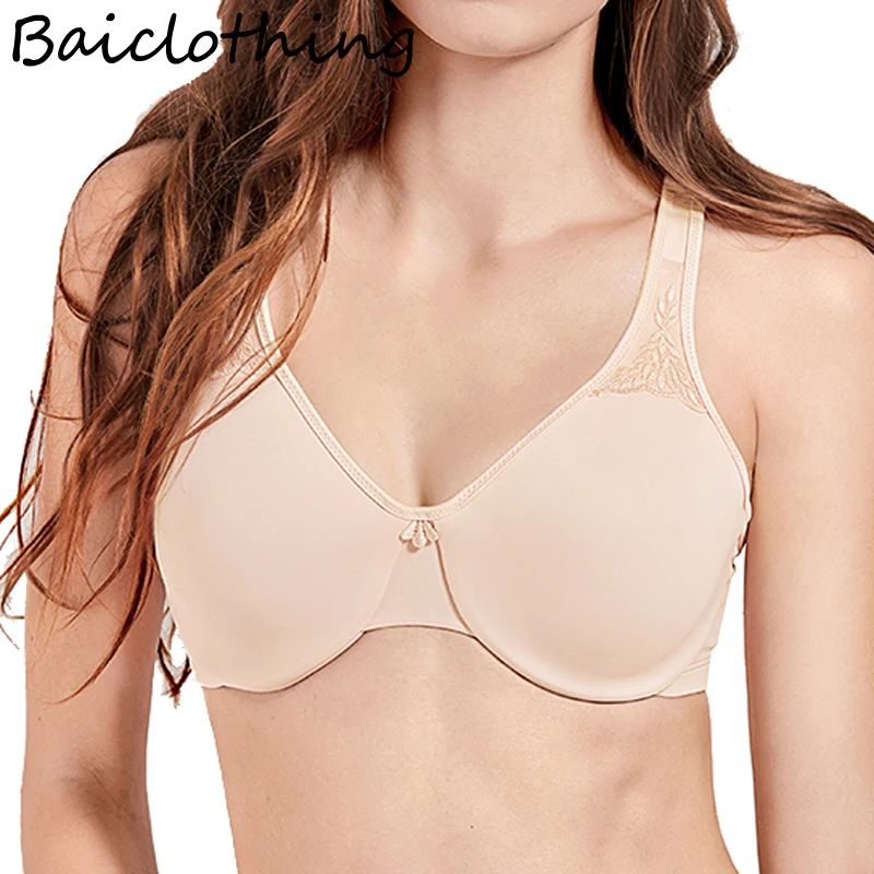 

BAICLOTHING Seamless Womens Full Coverage Underwire Non-padded Full Figure Unlined Minimizer Bra 34 36 38 40 42 44 C D DD E F