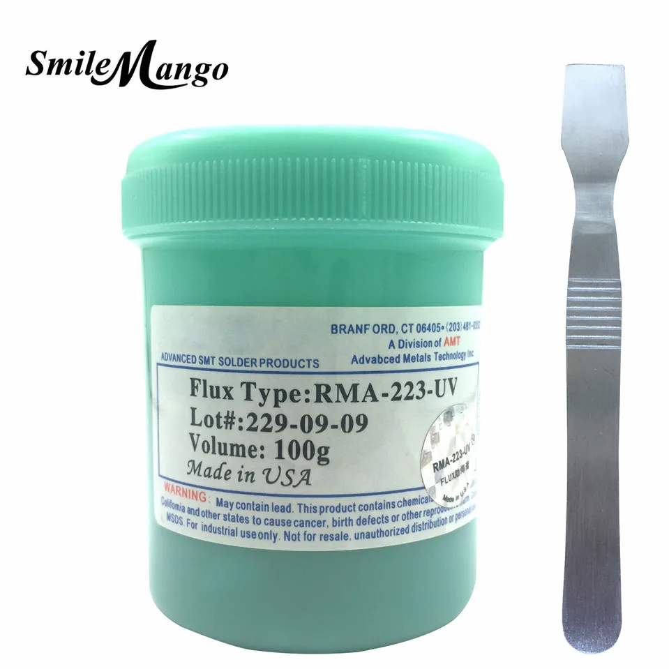 NC-223-ASM 100g Lead-Free Solder Flux Paste For SMT BGA Reballing Soldering Welding Repair No Clean+ESD scraper | Инструменты