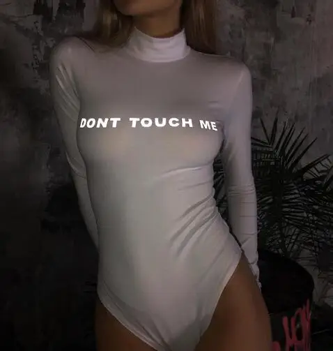 white bodysuit SheMujerSky женский боди с длинным рукавом и буквенным принтом, тонкий короткий комбинезон, женские комбинезоны - Цвет: white bodysuit