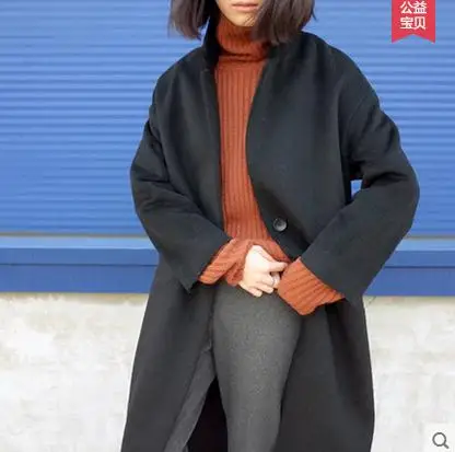 Модная шерстяная куртка женская одежда однобортное кашемировое пальто с длинным рукавом и отложным воротником Женское пальто Casaco Feminino CJJ0038