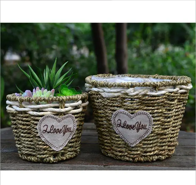 

Straw flowerpot Flower basket Vase Bpotted furniture decorative floral organ DIY home Garden furnishing decoration