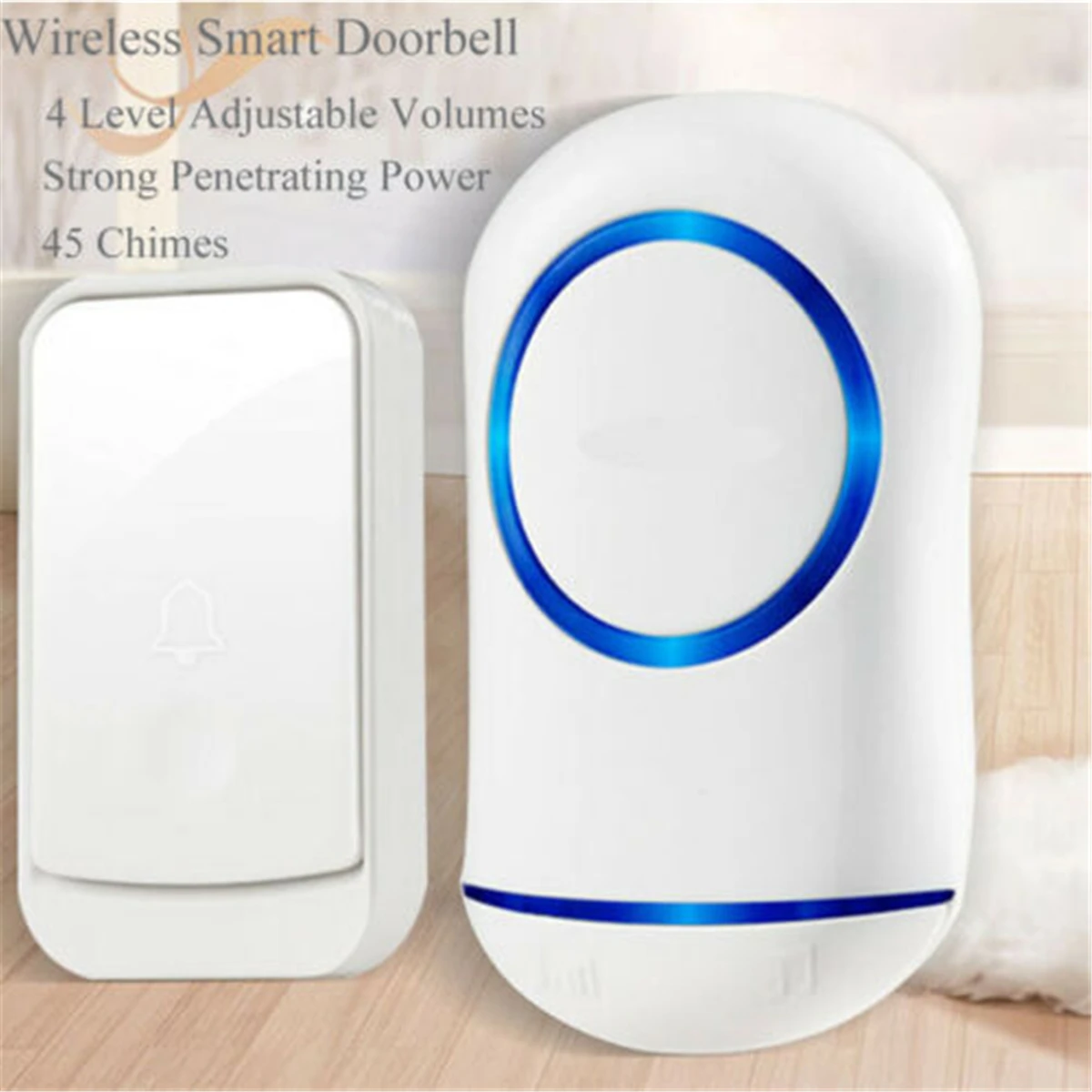 Wireless LED Home Waterproof Doorbell 45 Music Home Security EU UK Plug