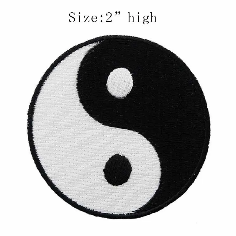 

Patch Iron on Bagua black and white circles fabric flower appliques patches for clothing