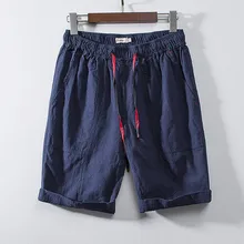 Популярные брендовые летние мужские повседневные шаровары, шорты для бега, брюки для фитнеса, льняные свободные шорты, повседневные однотонные шорты для мужчин, s