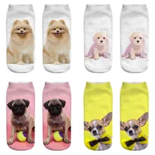 1 пара, модные рождественские носки унисекс с 3D-принтом в виде собак, дизайн, женские забавные короткие носки, повседневные носки, распродажа