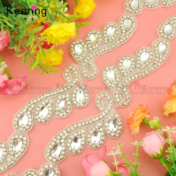 

Pretty Sparkling Crystal Rhinestone Beaded Trim For Bridal Decoration WRA-726