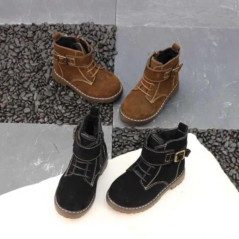 

2018 Children's Martin boots Kids snow boot non-slipwinter baby plush boots supercool motorcycle boots zip baby warm shoes 1-8Y