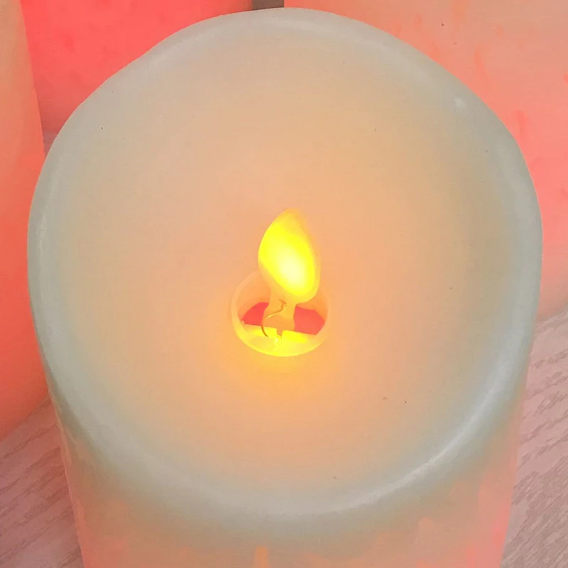 Dancing flame LED Candle with RGB Remote Control,Wax Pillar Candle for Wedding Christmas Decoration/room night light