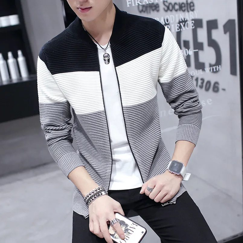 

Men Sweater Cardigan Zipper Fashion 2019 New Arrival Autumn Male Slim Thin Sweatercoat Winter Teenage Boy Knitted Jacket