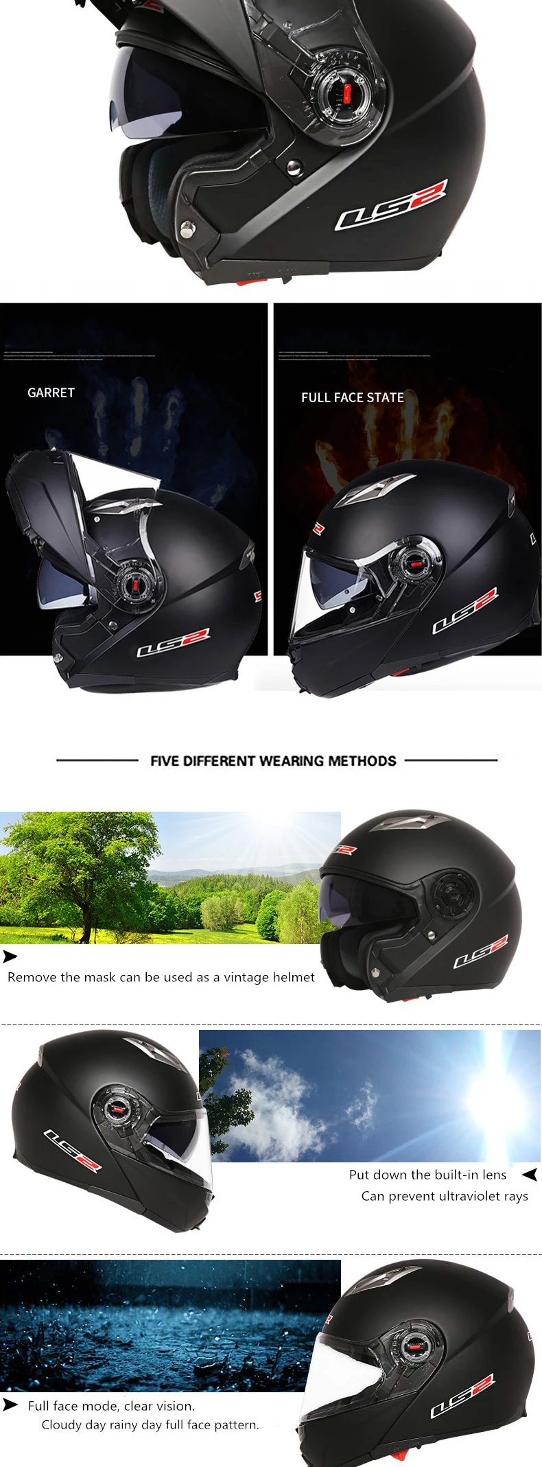 Шлем casco capacete LS2 ff370 flip up stomtrooper road bike moto для moto rcycle с солнцезащитным объективом