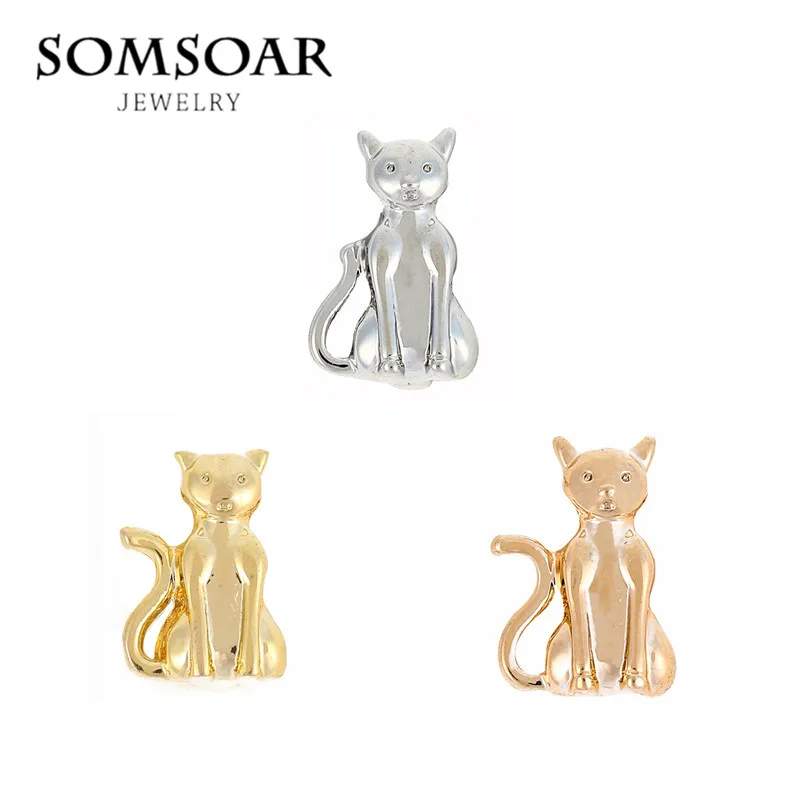 

Somsoar Jewelry Cute Cat Charms fit Leather wrappable Mesh Stainless steel Bracelet 10pcs/lot