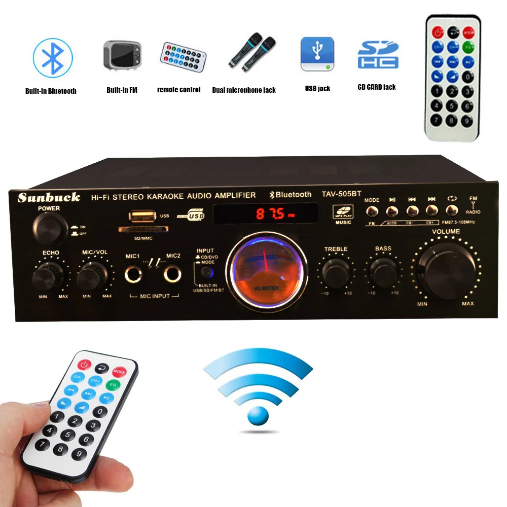 USB SD карта fm-радио Bluetooth 300 Вт+ 300 Вт 2,0 пульт дистанционного управления KTV Караоке автомобильный домашний аудио цифровой AV усилитель