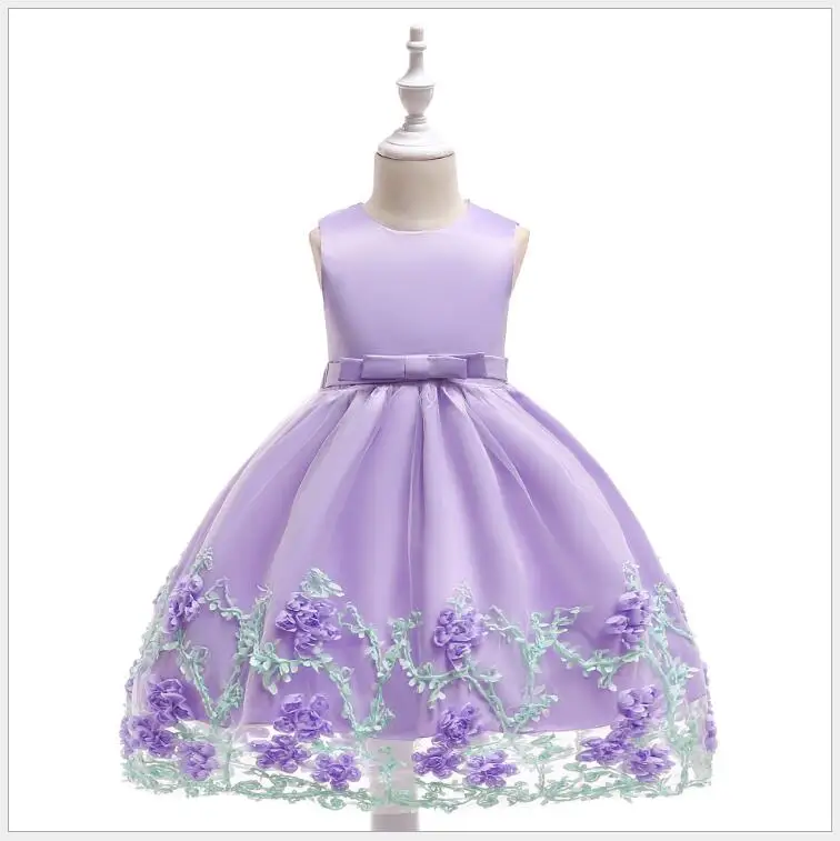 

flower girl big bow-knot party dress elegant birthday wedding princess dress children's clothing at prom of honor