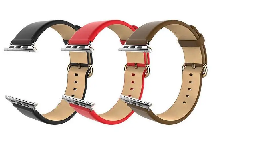 

100% Genuine Leather watch band with Connector Adapter strap For 42MM/38MM Apple Watch Band for iWatch Sports Buckle Bracelet