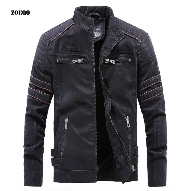 

NEW FASHION Winter Jacket Men Stand Collar Motorcycle Leather Jackets Washed Retro VELOUR LEATHER Leather Jacket Mens Coats