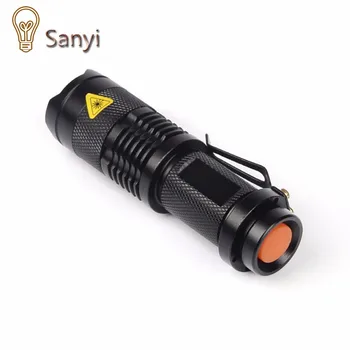 Sanyi Mini penlight 2000LM Waterproof LED Flashlight Torch 3 Modes zoomable Adjustable Focus Lantern Portable Light use AA 14500