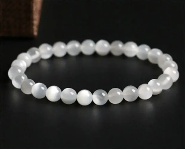 Natural Moonstone White Light Gemstone Round Beads Woman Bracelet 7mm | Украшения и аксессуары