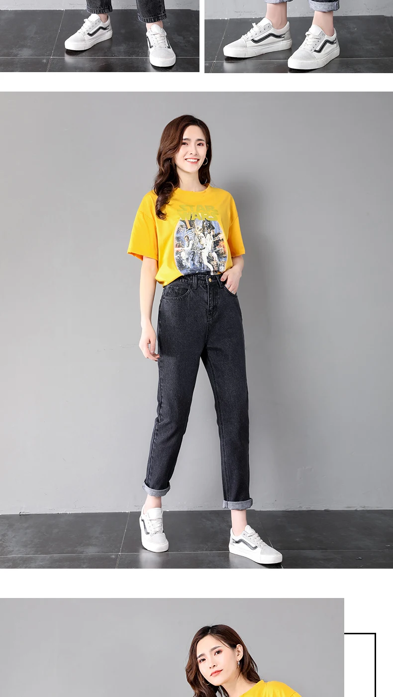 2019 Новые Модные шаровары женские подростковые джинсы хлопковые брюки до щиколотки потертые джинсы с высокой талией милые и милые