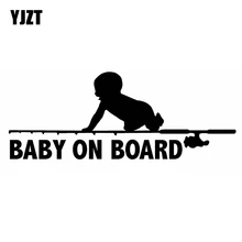 YJZT 19.5 CENTÍMETROS * 7.6 CENTÍMETROS BABY ON BOARD Engraçado Do Bebê Personalidade Decalque de Vinil Adesivo de Carro Preto/Prata C10-00168