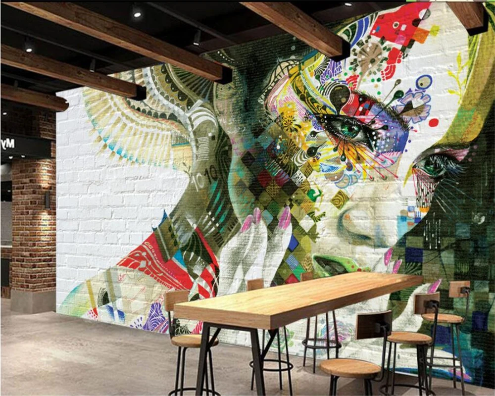 

Beibehang Custom Wallpaper Brick Wall Colorful Beauty Beauty TV Background Wall House Decorative Background Mural 3d wallpaper