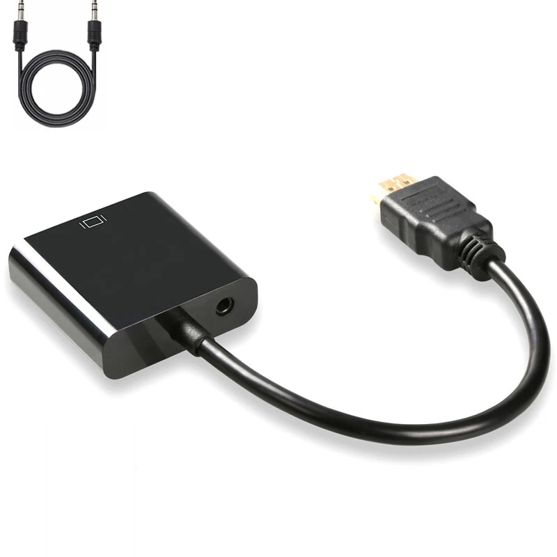 Amkle HDMI VGA адаптер HDMI Мужской к VGA Женский видео конвертер 1080P цифро-аналоговый аудио для ПК ноутбук планшет проектор - Цвет: audio but no power