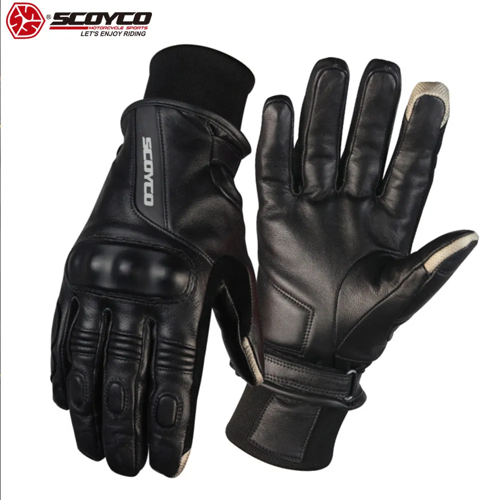 

SCOYCO Retro Genuine Leather Motorcycle Gloves Windproof Thermal Screen Sensitive MBX Wearproof Breathable Motorcycle Gloves