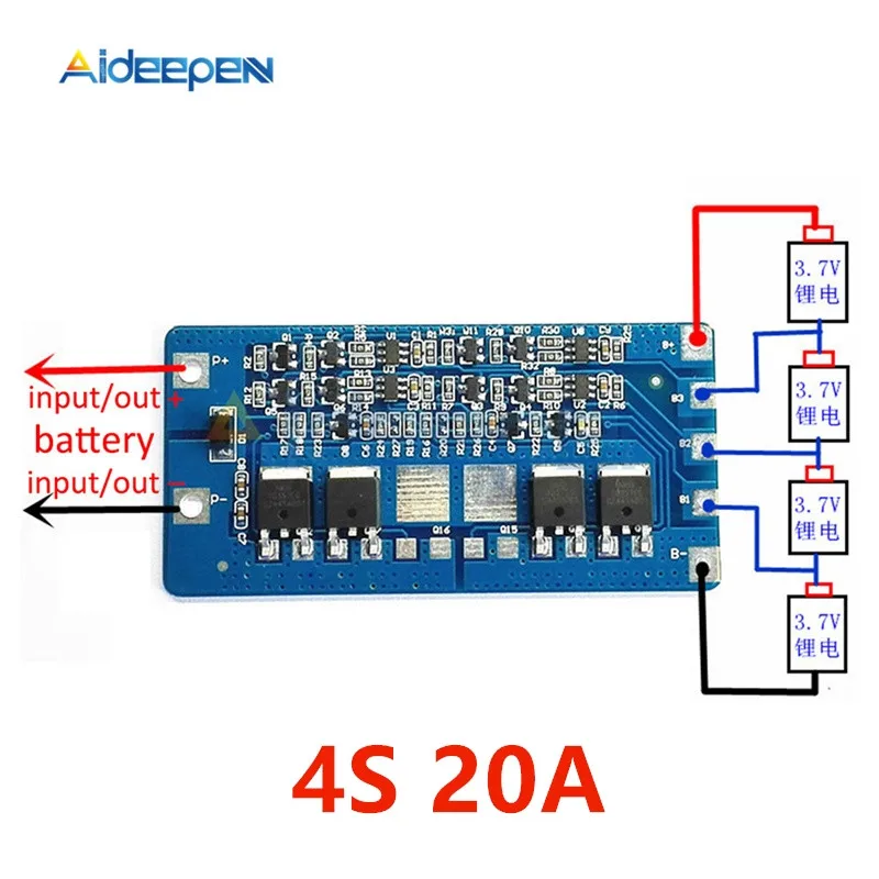 1S 2S 3S 4S 2.5A 5A 6A 8A 10A литий-ионный аккумулятор 18650 защита зарядного устройства 3,7 в 7,2 в PCB BMS для Lipo батареи - Цвет: 4S 20A