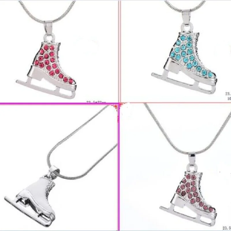 10PCS Rhinestone Skates Necklace Alloy Pendant Necklace Jewelry For