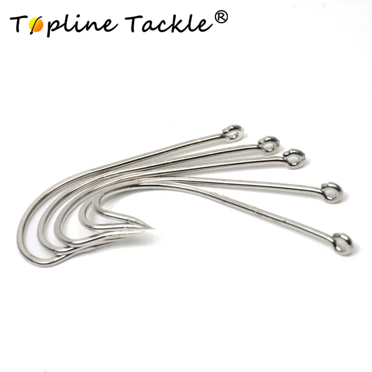 

Topline Tackle 10Pcs High Carbon Steel Fishing Hooks Set in Fly Fishhooks Jig Barbed With Hole For Fishing Accessories Pesca 5#