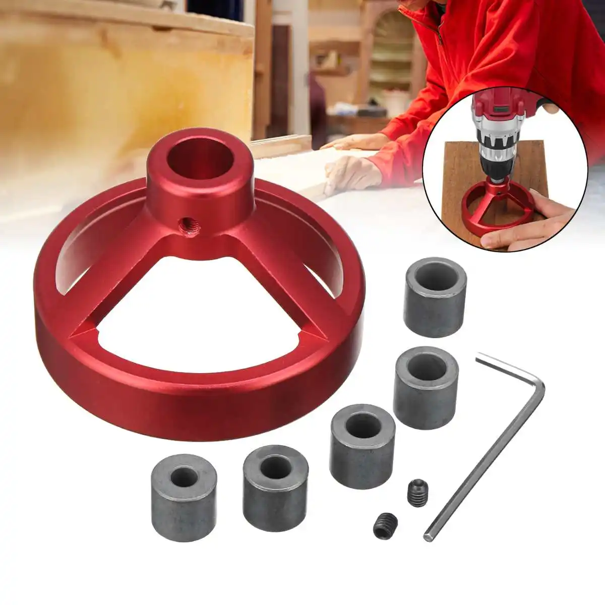 

7pcs 6-10mm Straight Angle Hole Drill Guide Bit Doweling Jig Woodworking Locator