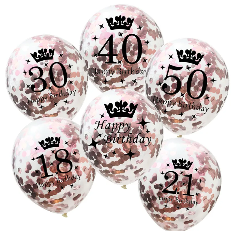 5 шт. надувные конфетти воздушные шары 12 дюймов латексные с днем рождения шары 18 30 40 50 юбилей Свадебные украшения вечерние