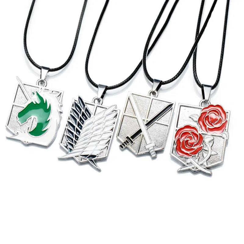 

1pcs Metal Anime Attack on Titan Wings of Liberty Pendant Necklace Toys Action Figures Attack Kyojin Guard LOGO Cosplay Necklace