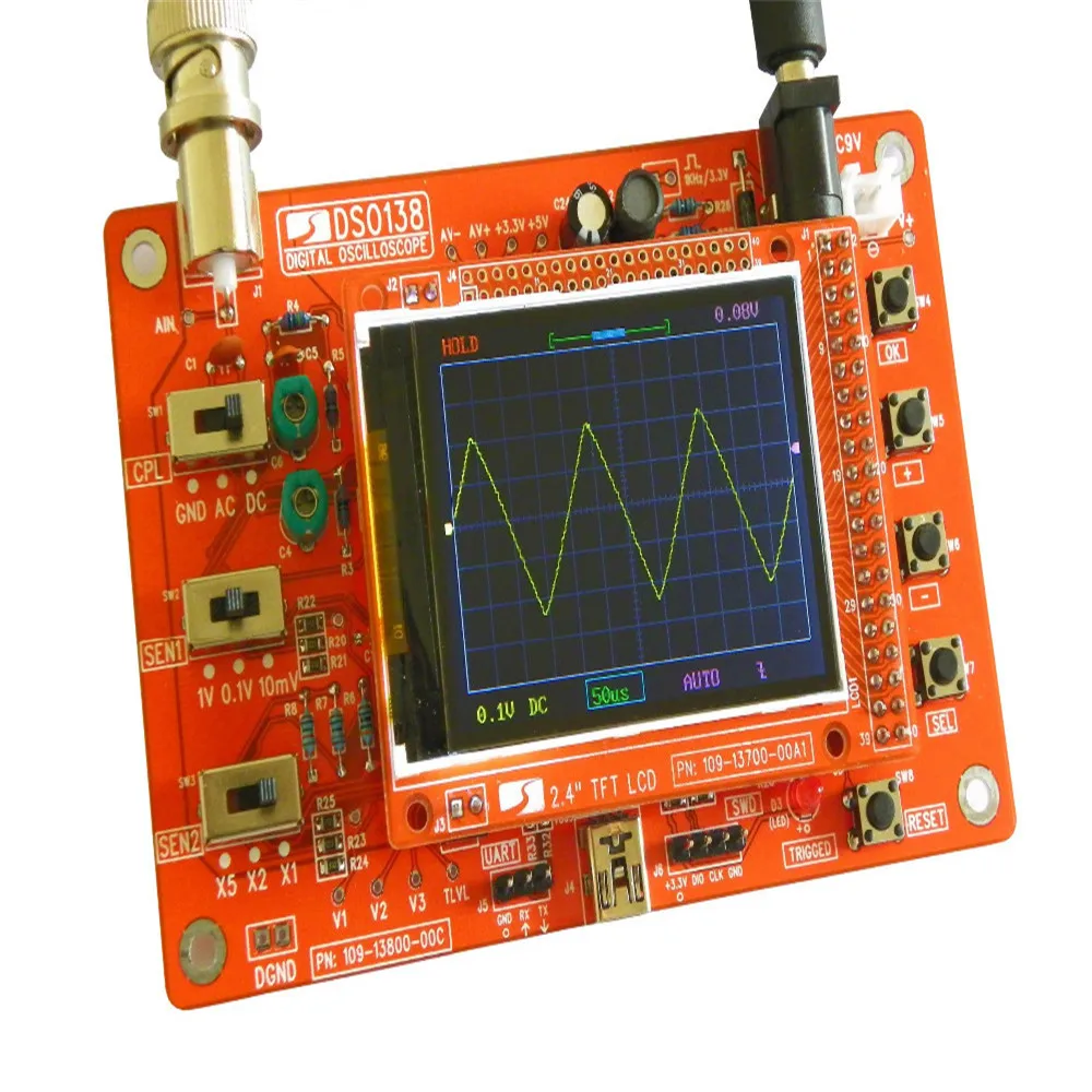 

High quality 1PCS DSO138 2.4" TFT Digital Oscilloscope Kit DIY parts 1Msps