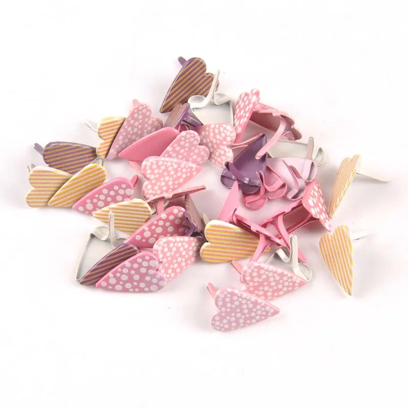 

20PCs mixed Heart Brads Scrapbooking Embellishment Fastener Brads Metal Crafts For Diy handmade Decoration 11x16mm cp2580
