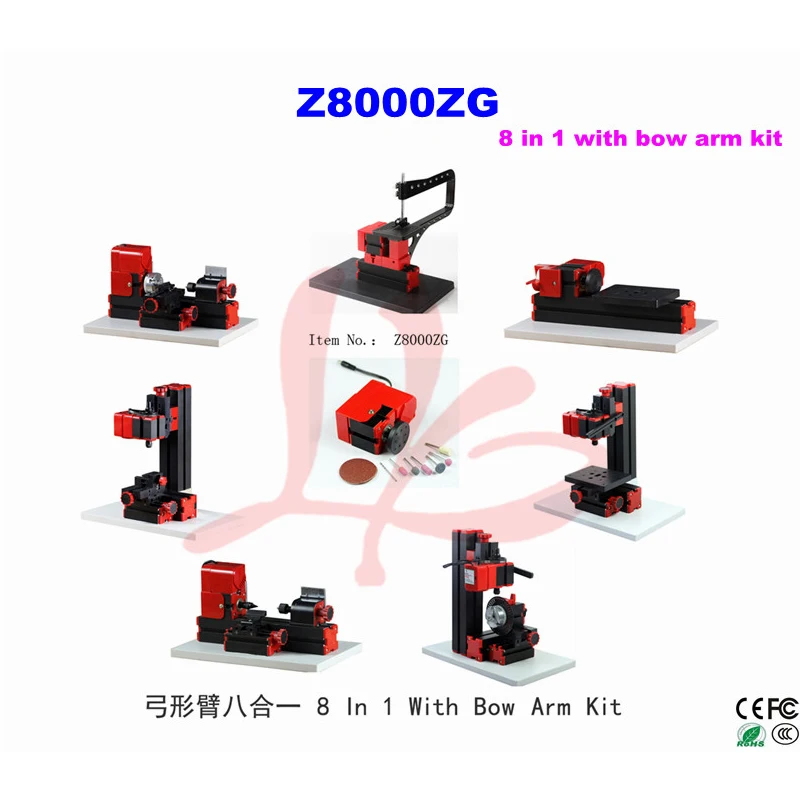 

Multifunction drilling sanding machine 8 In 1 With Bow Arm Kit mini milling lathe Z8000ZG used for family or school diy