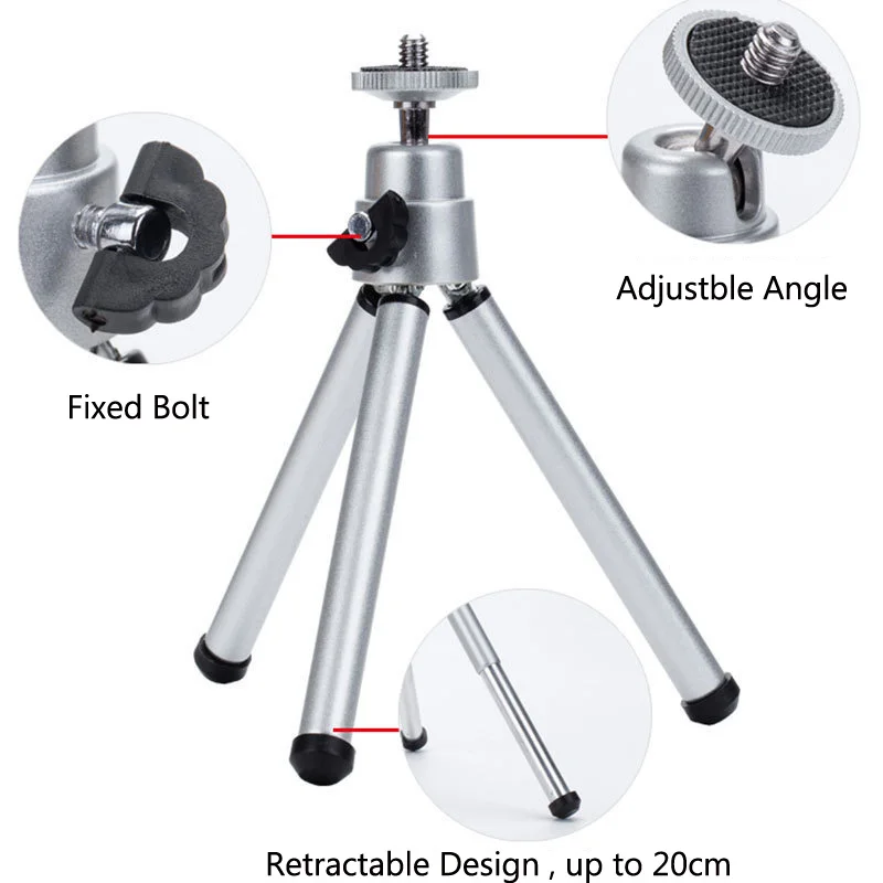 Универсальный мини-штатив, алюминиевый стабилизатор для мобильного телефона, подставка для камеры, портативный Настольный кронштейн для штативов с винтовым адаптером 1/4