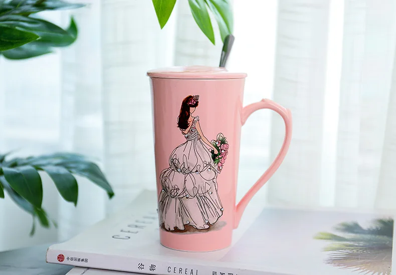 OUSSIRRO ручная роспись красота керамика кофейная кружка с крышкой Ложка 500 мл кружки креативная посуда для напитков молоко чай чашки рождественские подарки
