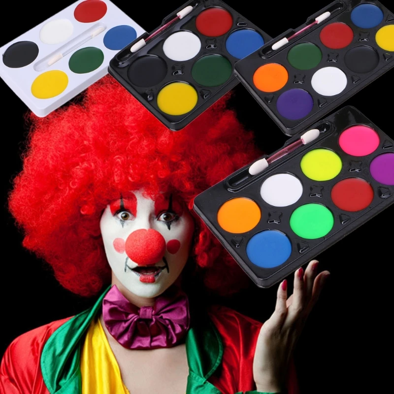 

6 / 8 Colors Face Body Paint Palette Makeup Brush Set Halloween Party Stage
