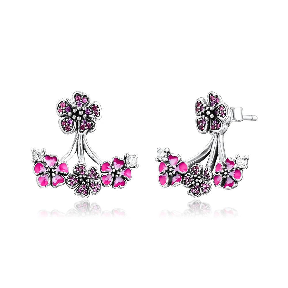 

Pandulaso Peach Blossom Flowers Earrings Sterling Silver Jewelry Making Fashion Female Earrings Spring Collection