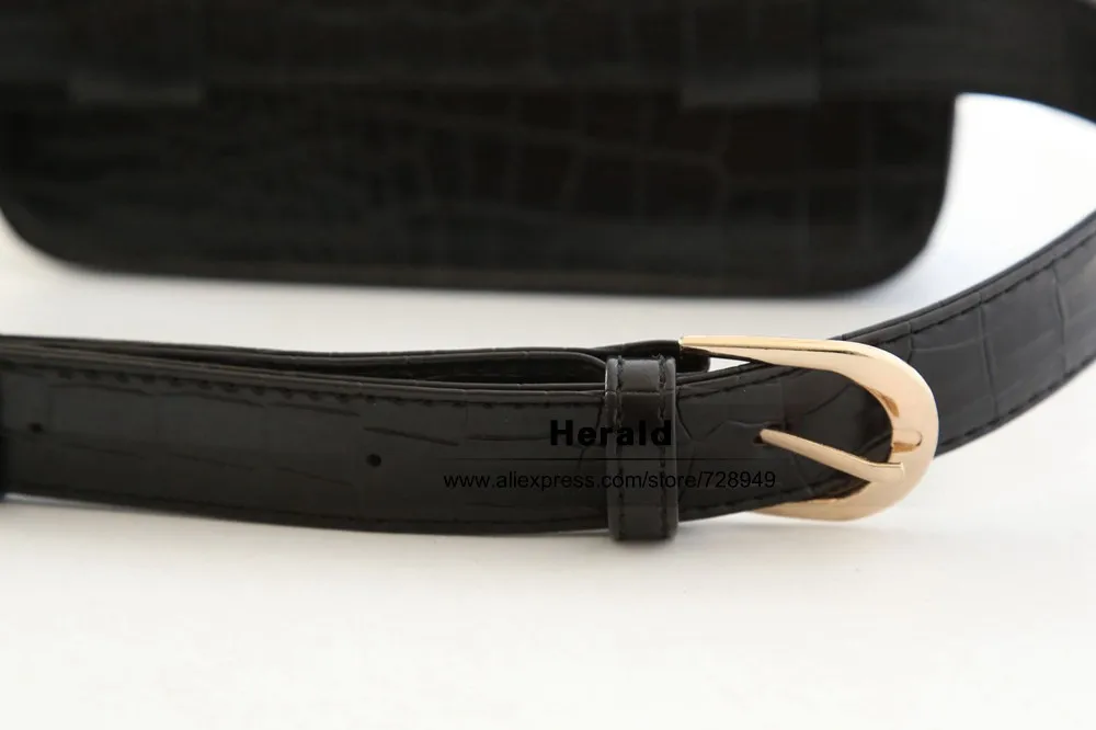 Herald Fashion Women Waist Belt Bag Crocodile PU Leather Belt Pack Waist Bag Small Women Bag Travel Bag Waist Pack Bolsas(2)