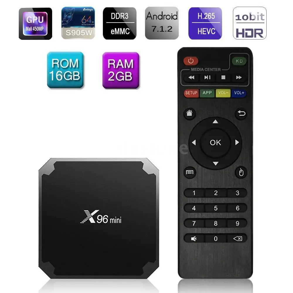 ТВ приставка X96 mini на Android 7 1 четыре ядра 2 + 16 ГБ 4 ГГц Wi Fi|wifi set top box|smart tv boxbox hd |