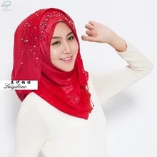 Muslim Hijab Inner Cap Women Plain Hijabs Muslim Direct Selling Adult Polyester Diamonds Chiffon Formal New Diamond Women’s