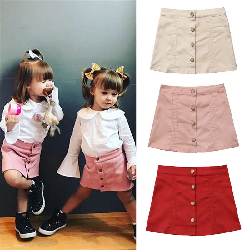 Infant Toddler Baby Girl Clothing Skirt Button A Line Skirt Party Slim