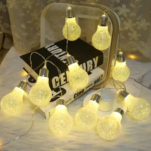 

New waterproof LED bulb battery fairy light string silver warm white color particle ball Christmas home decoration holiday light