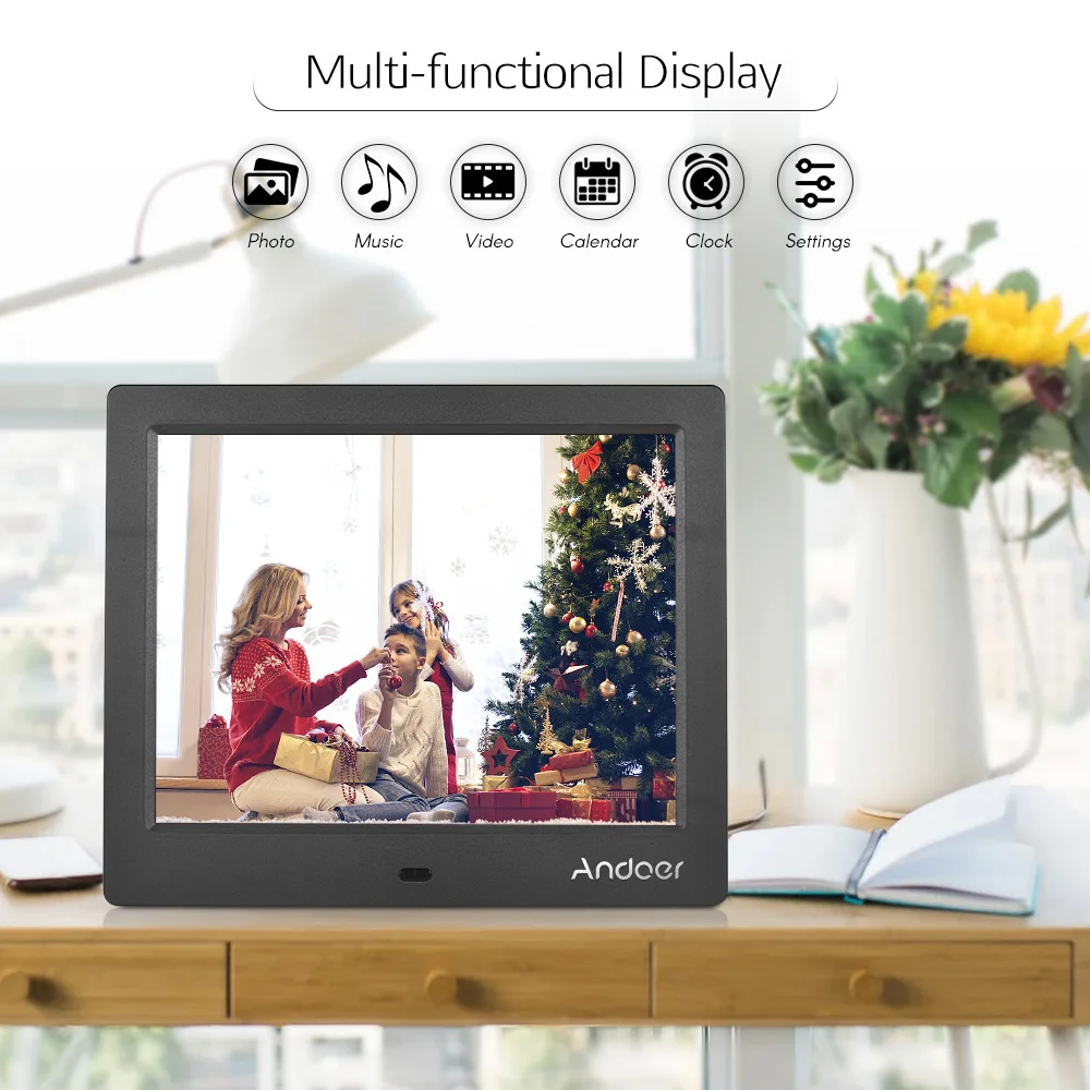 Andoer C805 8 дюймов компактный светодиодный фоторамки альбом 1024*768 4:3 поддерживает музыку/видео/часы/календарь
