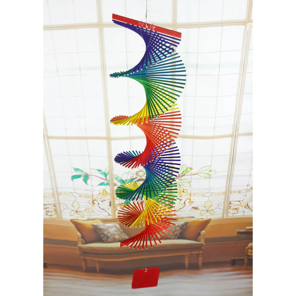 Rainbow Color Spiral Wind Garden Park Tent Charm Hanging Spinner 5 Size 